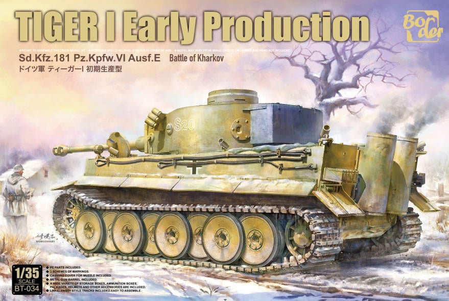 Border Model 1:35 Tiger I Early Sd.Kfz. 181 Kharkov plastic model kit with metal barrel, individual tracks, and photo-etched details.