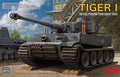 Rye Field Model 1:35 Tiger I Initial Production Early 1943 plastic model kit featuring workable mirror track links, photo-etched parts, finely detailed early-production features, and authentic WWII German markings.