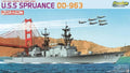 Dragon 1/700 USS Spruance DD-963 Premium Edition model kit box art featuring the Spruance-class guided missile destroyer