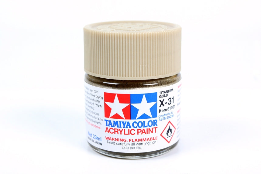 Tamiya Large Acrylic Paint X-31 Gloss Metallic Titanium Gold