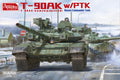 Model of a T-90AK w/PTK tank on a snowy road with 'Amusing Models' branding.