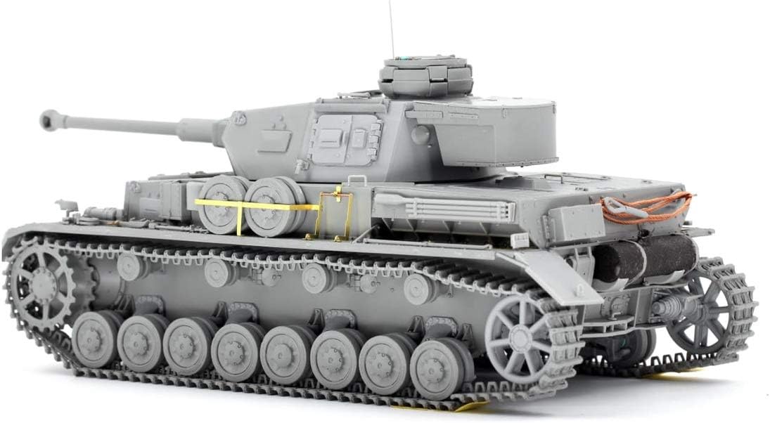 A detailed model of a German tank, likely a Tiger I, shown in a light gray unpainted resin or plastic kit form on a white background.