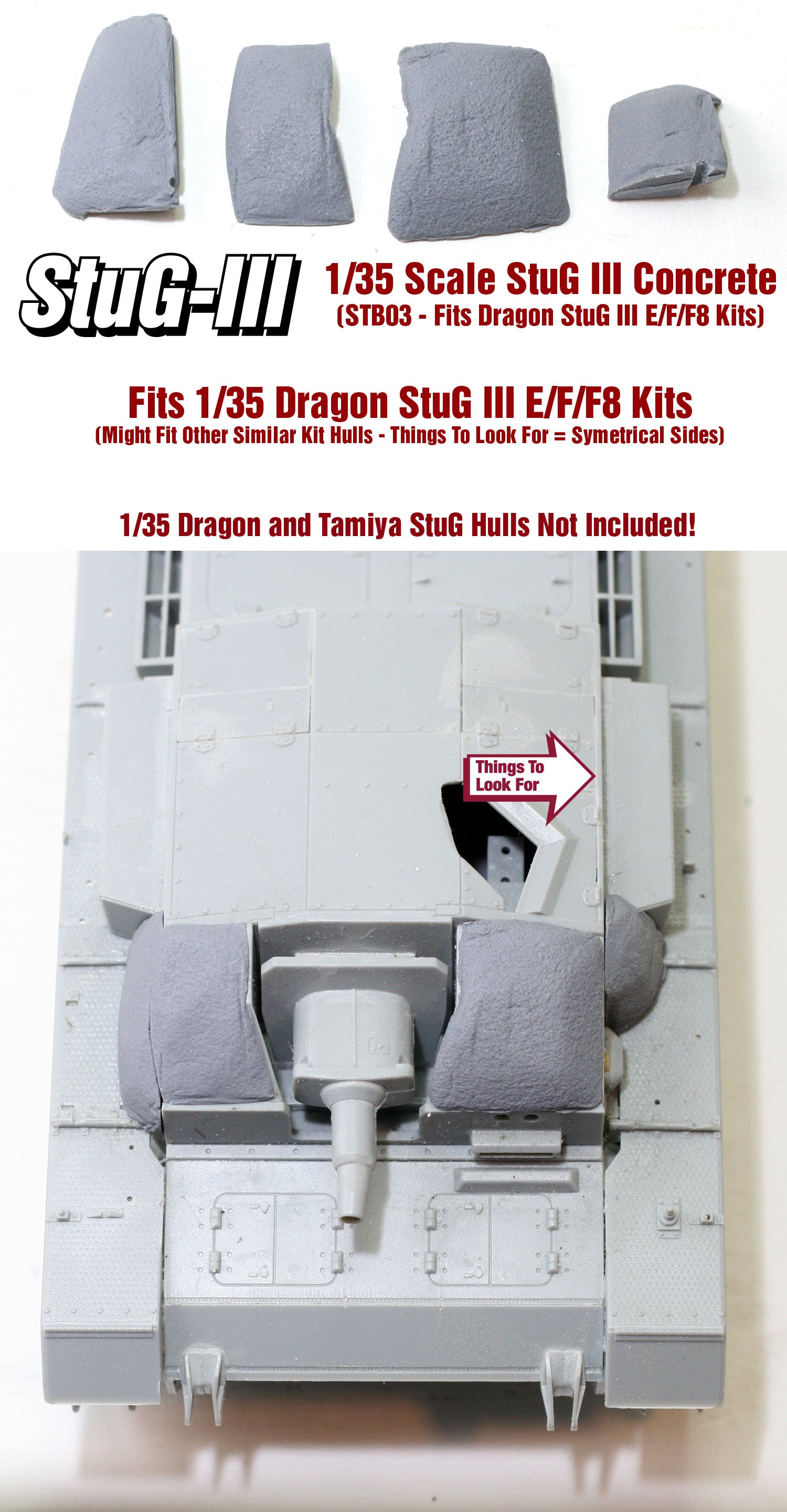 Value Gear 1/35 StuG III Concrete Armor resin upgrade for Dragon StuG III E, F, and F/8 scale model kits