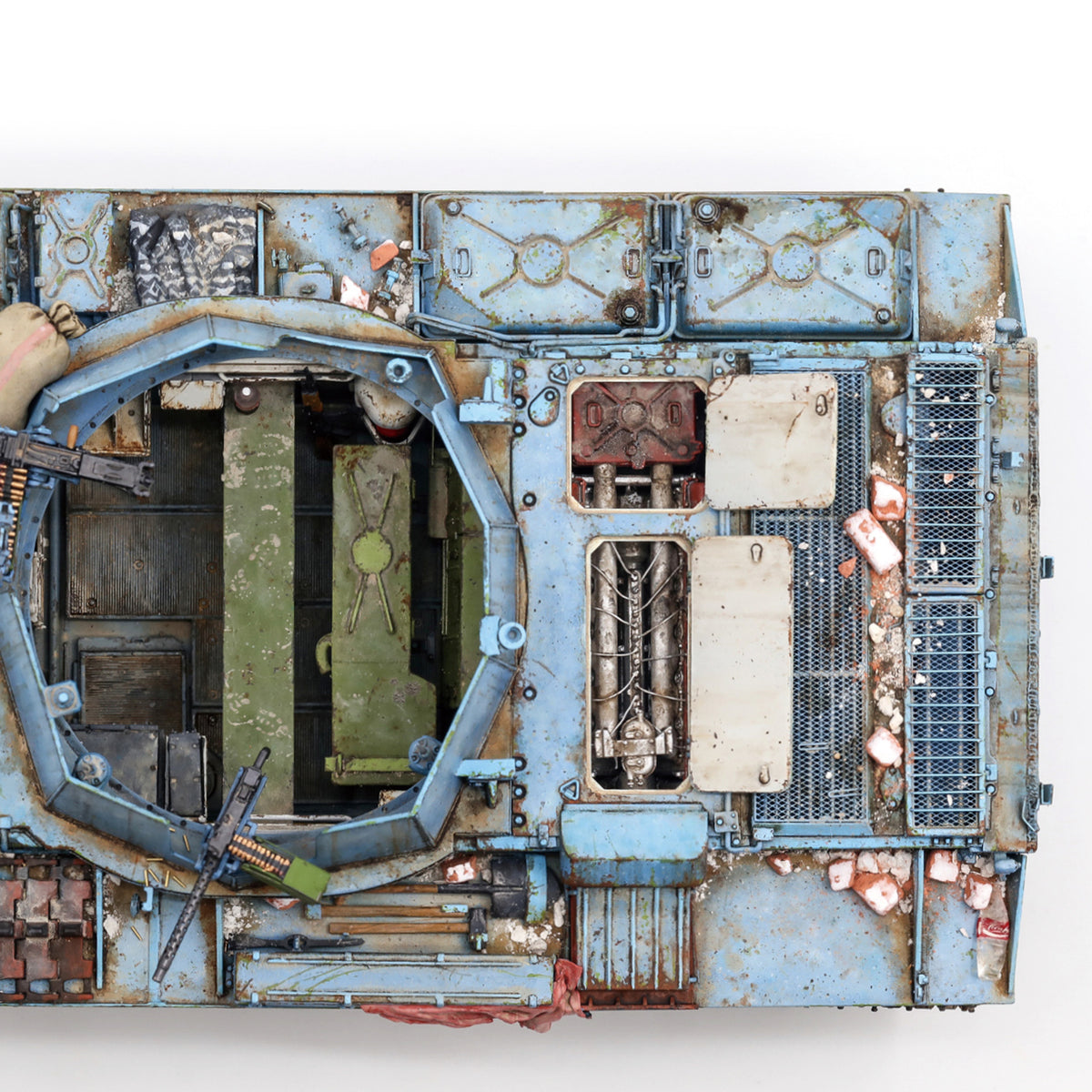 Liang LIANG-0406B 1/35 Modern Footprint Stamps demonstrated on a detailed military vehicle model.