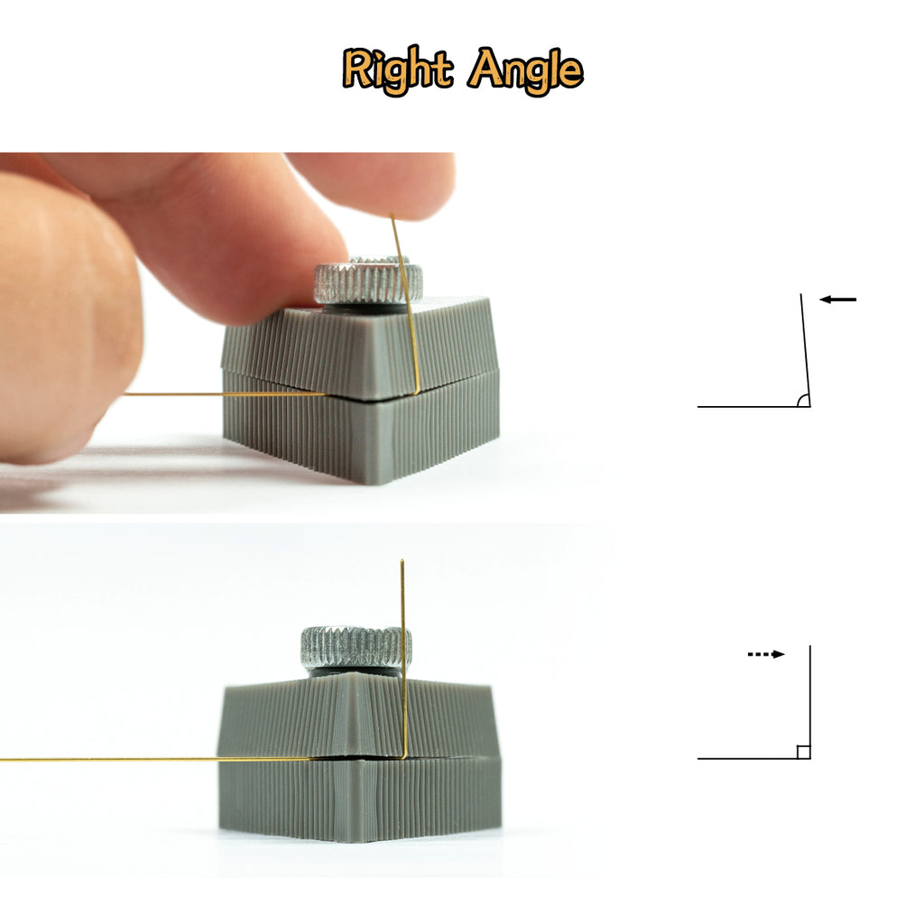 Liang Model LIANG-0235 Handle Bending Tool demonstrating how the jig creates a precise right-angle bend in wire.