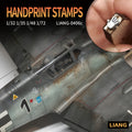 Liang LIANG-0406C Handprint Stamps used to create handprint impressions on a weathered aircraft model.