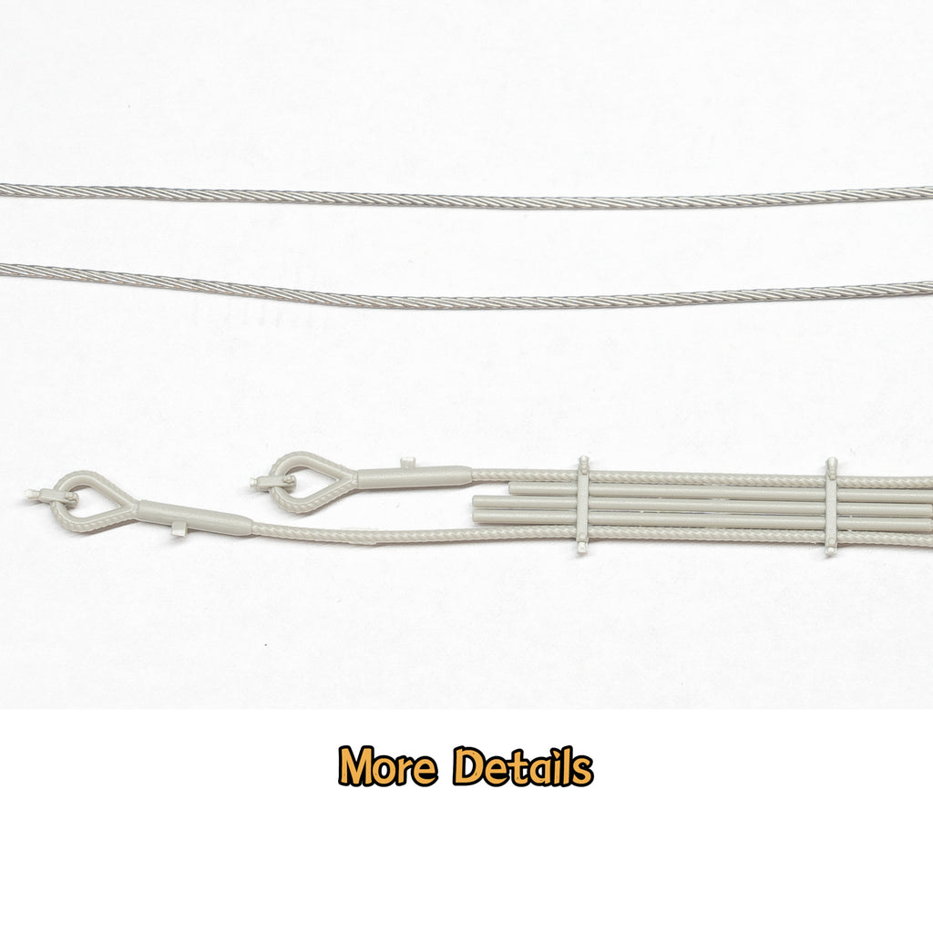 Liang Model Soft Tow Cable shown with next to a model kit plastic molded tow cable.