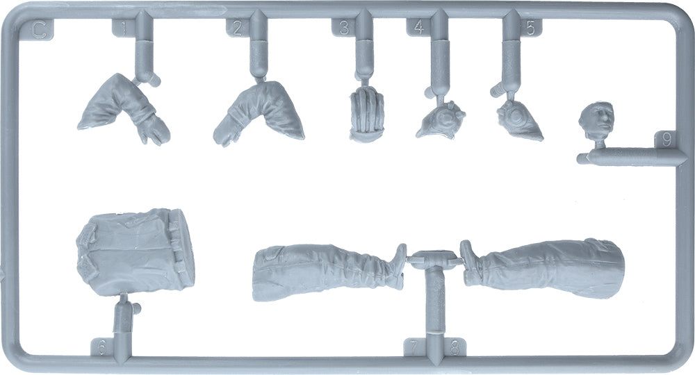 Plastic sprue with additional figure parts for the MiniArt 1:35 Soviet Tank Crew 1970–1980s Winter Uniform figure set