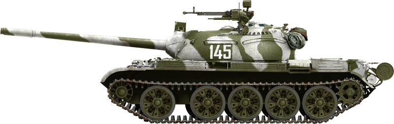 Marking option for the MiniArt 1:35 T-54B Early Production Interior Kit featuring Soviet Army tank number 145 with winter camouflage