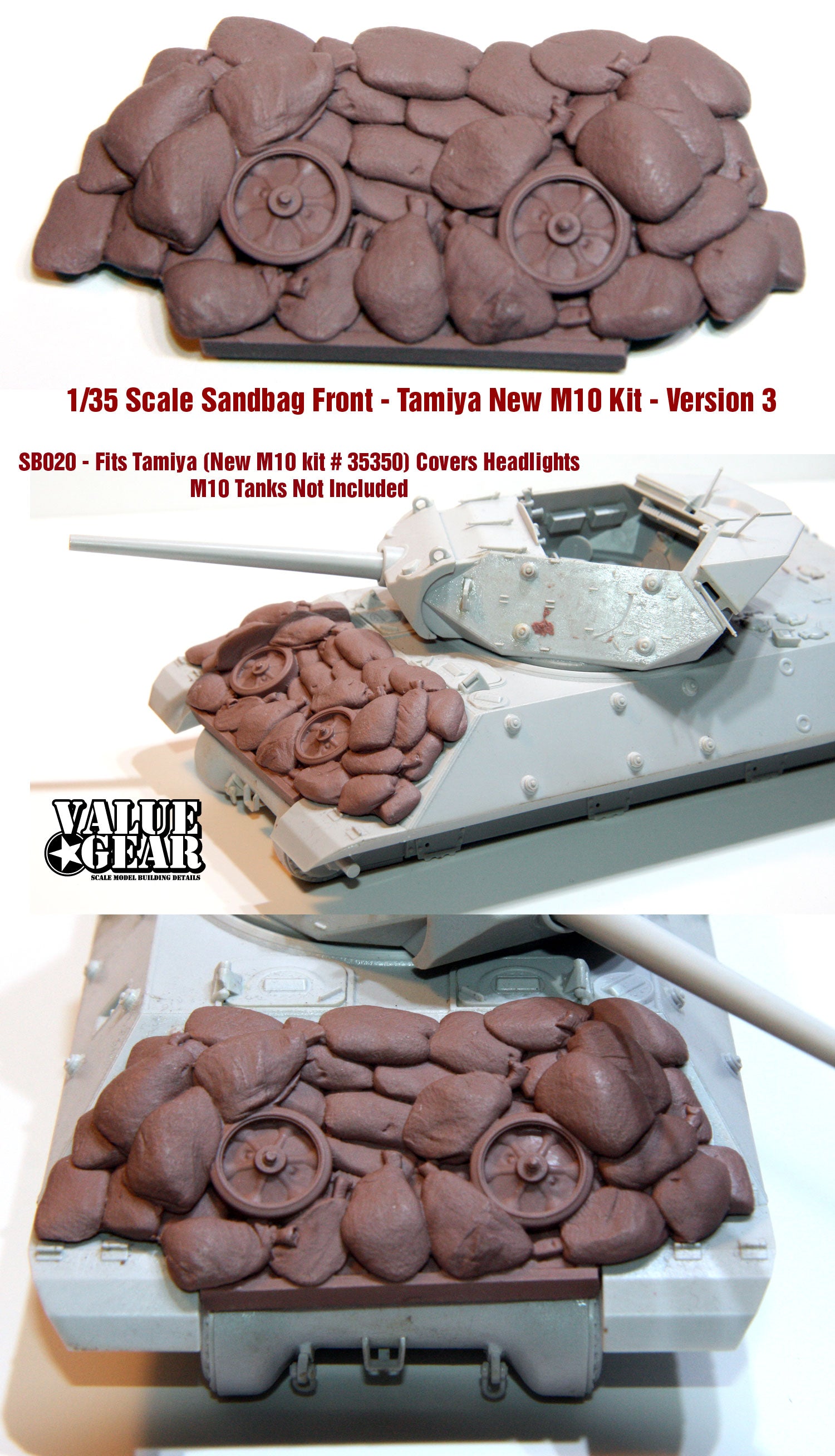 Value Gear 1/35 M10 Sandbag Front Version 3 resin upgrade for Tamiya M10 tank scale model kits