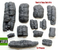 Value Gear Universal Tent & Tarp Set #14 1/35 resin accessory set featuring 12 rolled tents, tarps, bedrolls, cargo bundles, and stowage for WWII military vehicles, tanks, trucks, and realistic scale model dioramas.