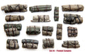 Value Gear 1/35 Universal Tents & Tarps Set #4 painted sample featuring rolled canvas tarps, bedrolls, folded tents, gear bundles, and military stowage accessories for WWII tanks, trucks, armored vehicles, and scale model dioramas.