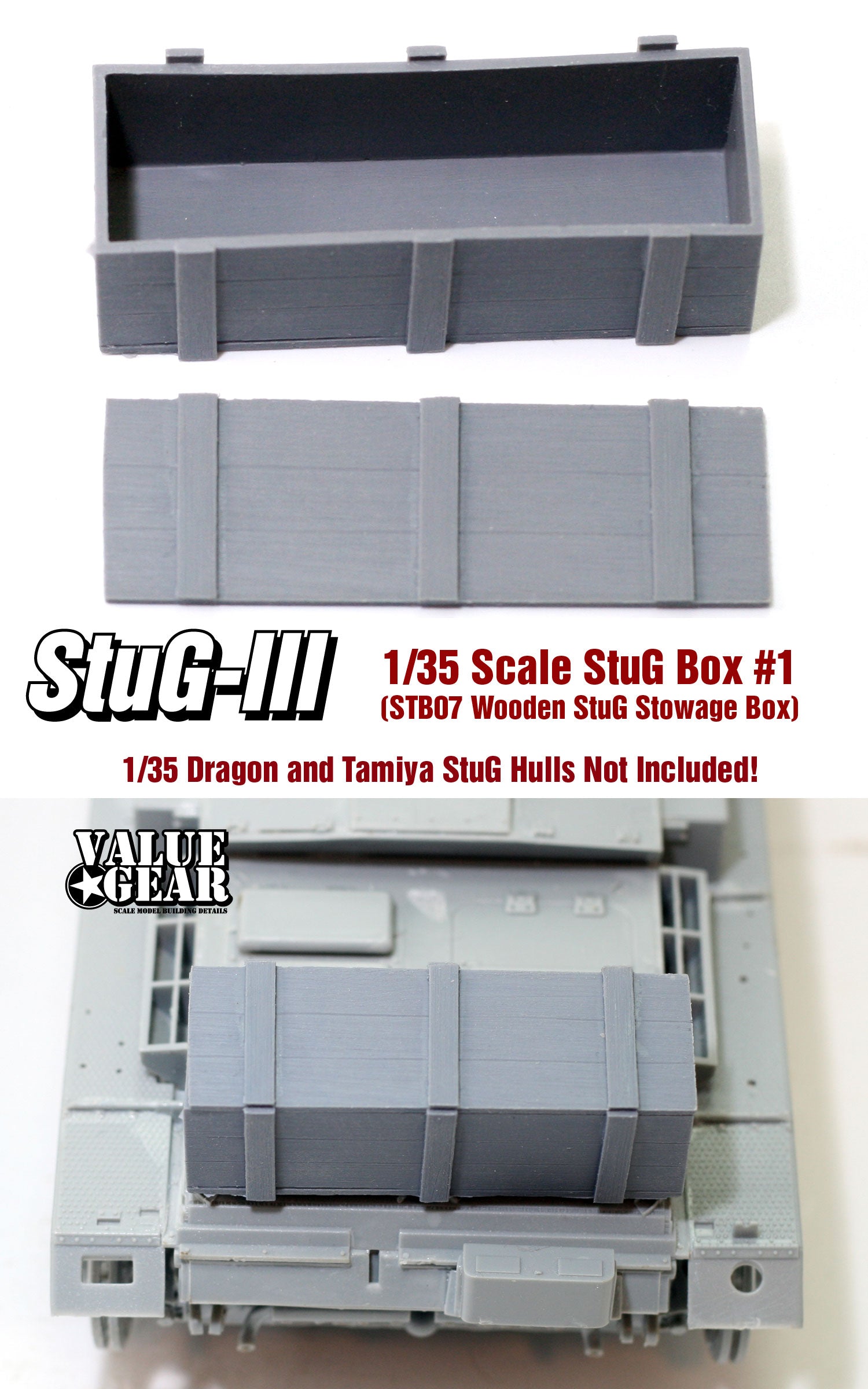 Value Gear 1/35 StuG Box #1 wooden resin stowage box for Dragon and Tamiya StuG III scale models