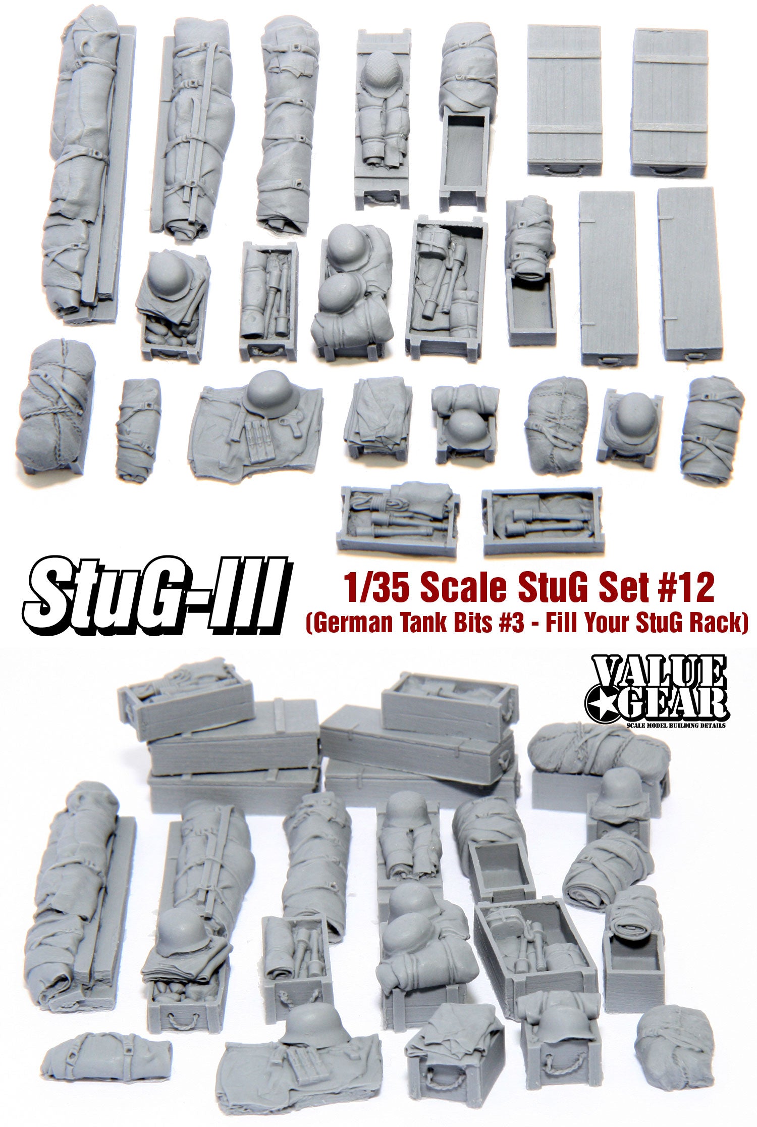 Value Gear 1/35 StuG Set #12 German Tank Bits #3 resin stowage set for StuG III and German tank scale models