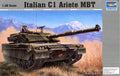 Trumpeter 1/35 Italian C-1 Ariete MBT 00332 plastic model kit box art featuring the Italian Army main battle tank.