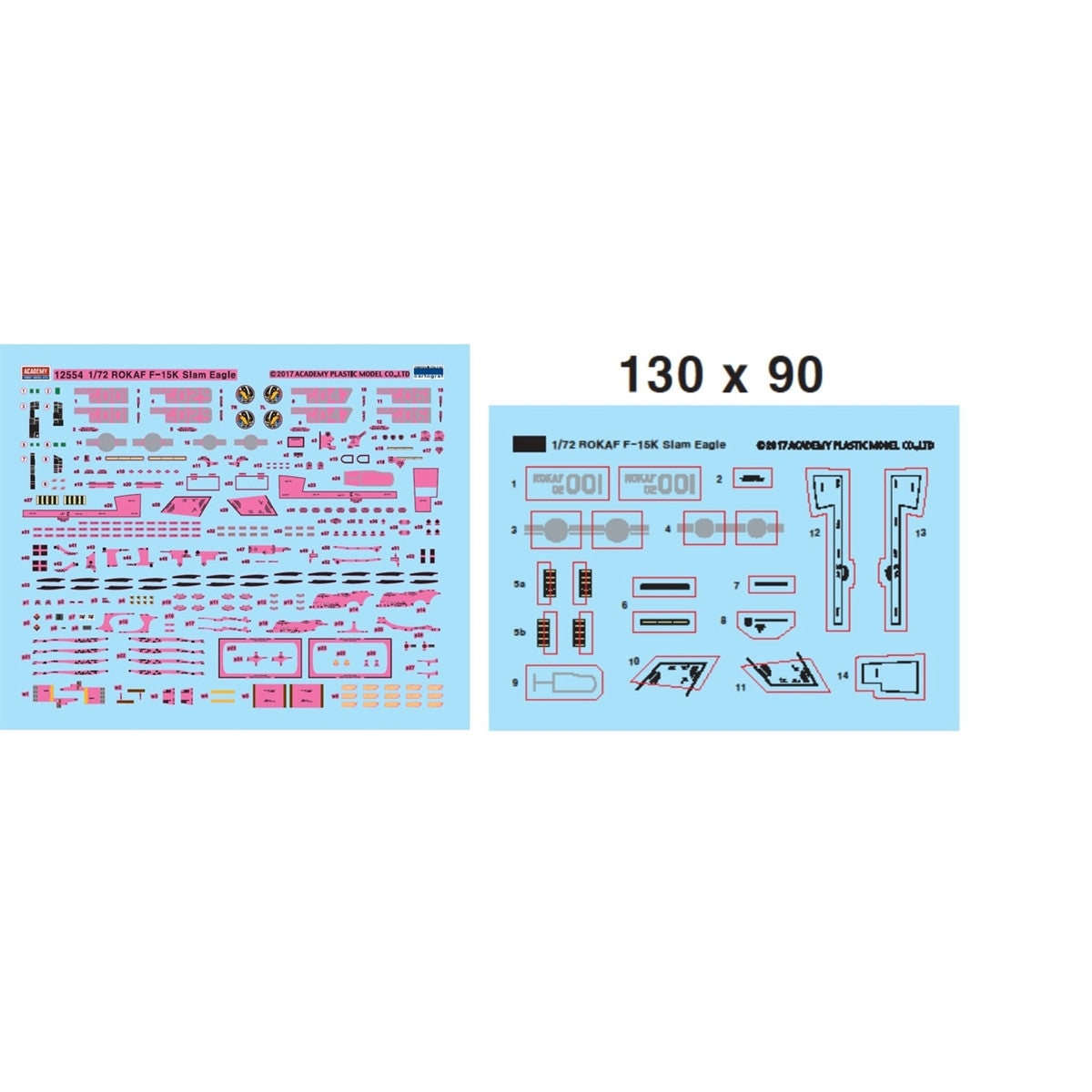 Academy 12554 1/72 ROKAF F-15K Slam Eagle Cartograf decal sheet and sticker sheet.