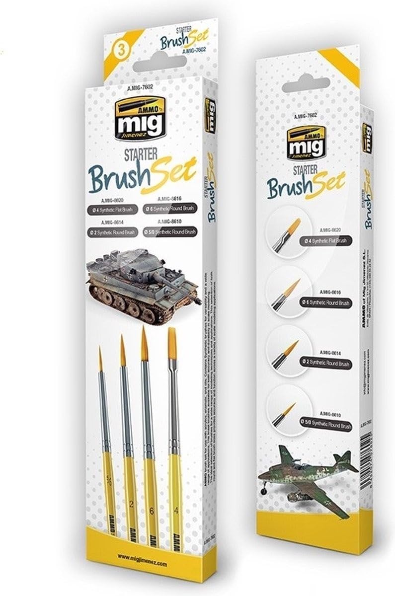 AMMO by Mig AMM7602 Starter Brush Set with four synthetic brushes