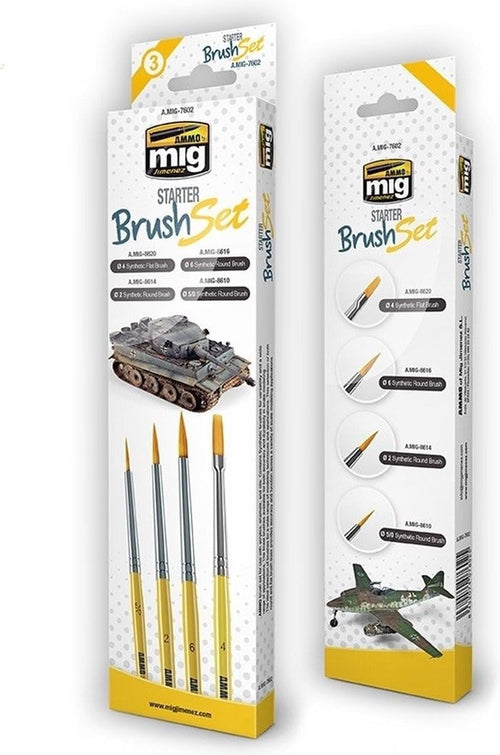 AMMO by Mig AMM7602 Starter Brush Set with four synthetic brushes