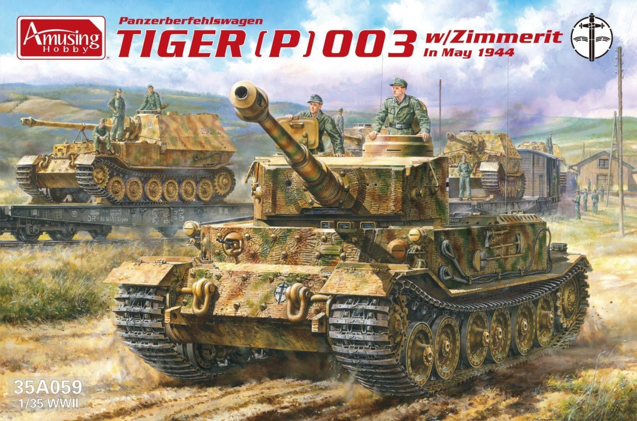 Amusing Hobby 1:35 Tiger (P) 003 with Zimmerit May 1944 Plastic Model Kit - Battle Born Hobby