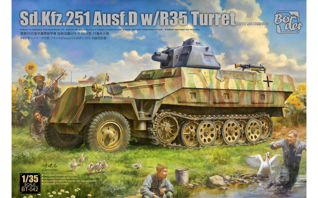 Border Model 1:35 Sd.Kfz. 251 Ausf. D with R35 Turret Plastic Model Kit - Battle Born Hobby