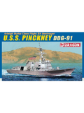 Dragon 1/700 USS Pinckney DDG-91 plastic model kit featuring the U.S. Navy Arleigh Burke-class Flight IIA guided missile destroyer with detailed modern warship box art.