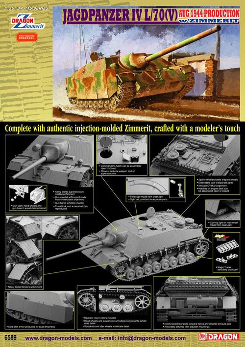 Dragon 1/35 Jagdpanzer IV L/70(V) Aug. 1944 Production w/Zimmerit – 6589 - Battle Born Hobby