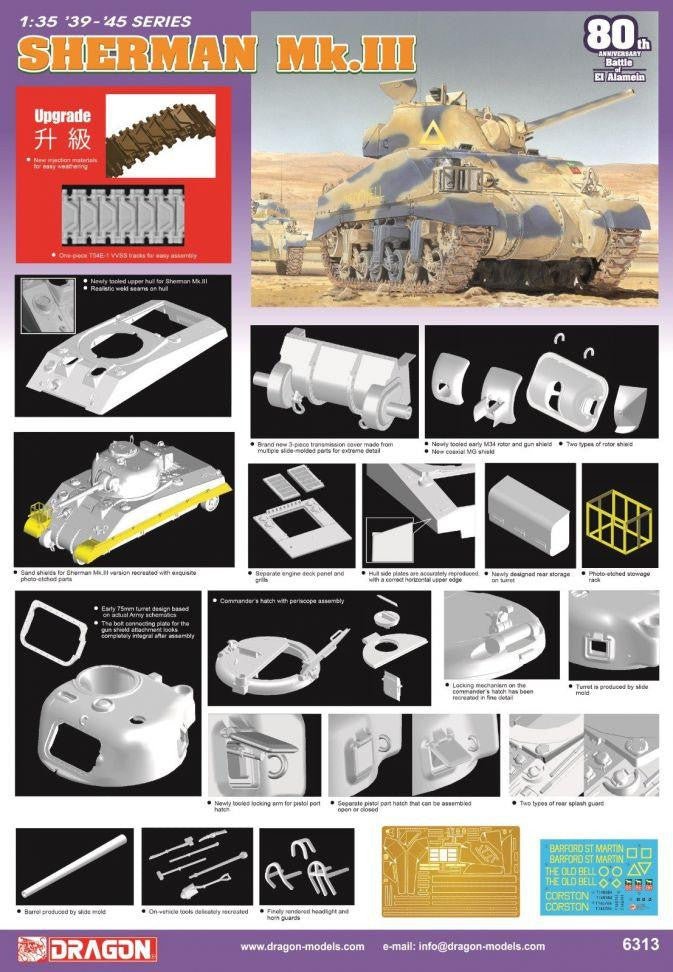 Dragon 1/35 Sherman Mk.III British M4A2 WWII Tank - Battle Born Hobby