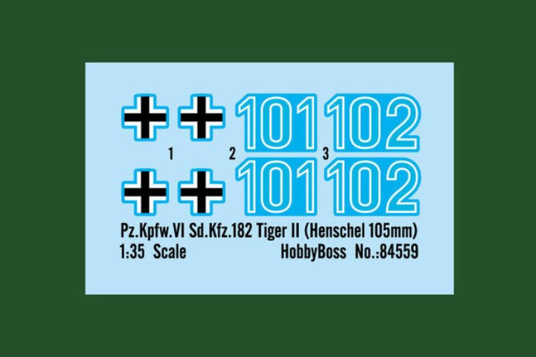 Hobby Boss 1/35 Pz.Kpfw. VI Sd.Kfz. 182 Tiger II (Henschel 105mm) Plastic Model Kit - Battle Born Hobby