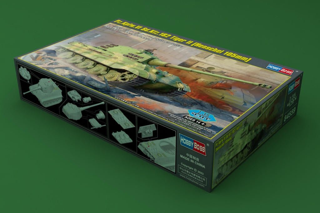 Hobby Boss 1/35 Pz.Kpfw. VI Sd.Kfz. 182 Tiger II (Henschel 105mm) Plastic Model Kit - Battle Born Hobby