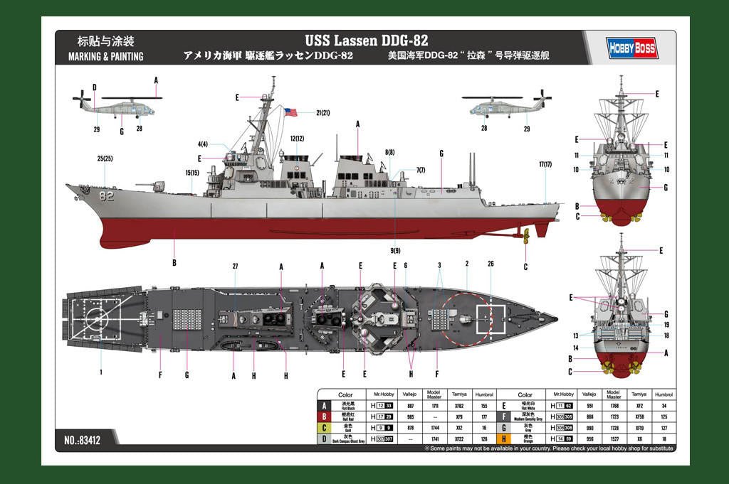 Hobby Boss 1/700 USS Lassen DDG-82 Plastic Model Kit - Battle Born Hobby