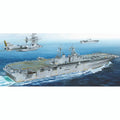 Hobby Boss 83405 USS Boxer LHD-4 1/700 scale plastic model kit box art with AV-8B Harriers flying over the amphibious assault ship