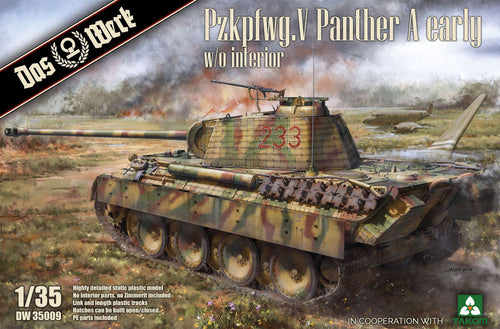 Das Werk 1/35 Pz.Kpfw. V Panther Ausf. A Early plastic model kit featuring the iconic WWII German Panther medium tank with detailed box art.