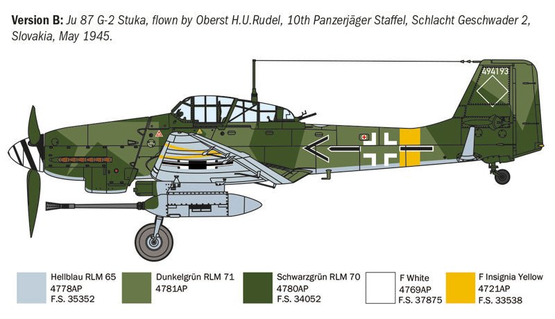 Italeri 1/72 Junkers Ju 87G-2 Kanonenvogel Plastic Model Kit - Battle Born Hobby