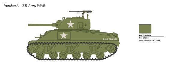 Italeri 5525751 1/56 M4 Sherman 75mm WWII Tank - Battle Born Hobby