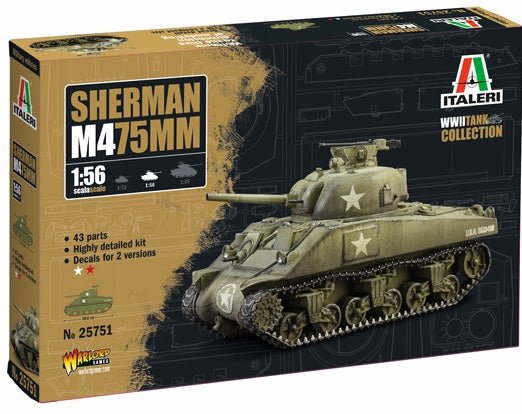 Italeri 5525751 1/56 M4 Sherman 75mm WWII Tank - Battle Born Hobby