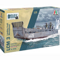 Italeri 6755 LCM 3 Landing Craft Mechanized 1/35 scale plastic model kit box art, D-Day 80 Years edition with gun crew figures