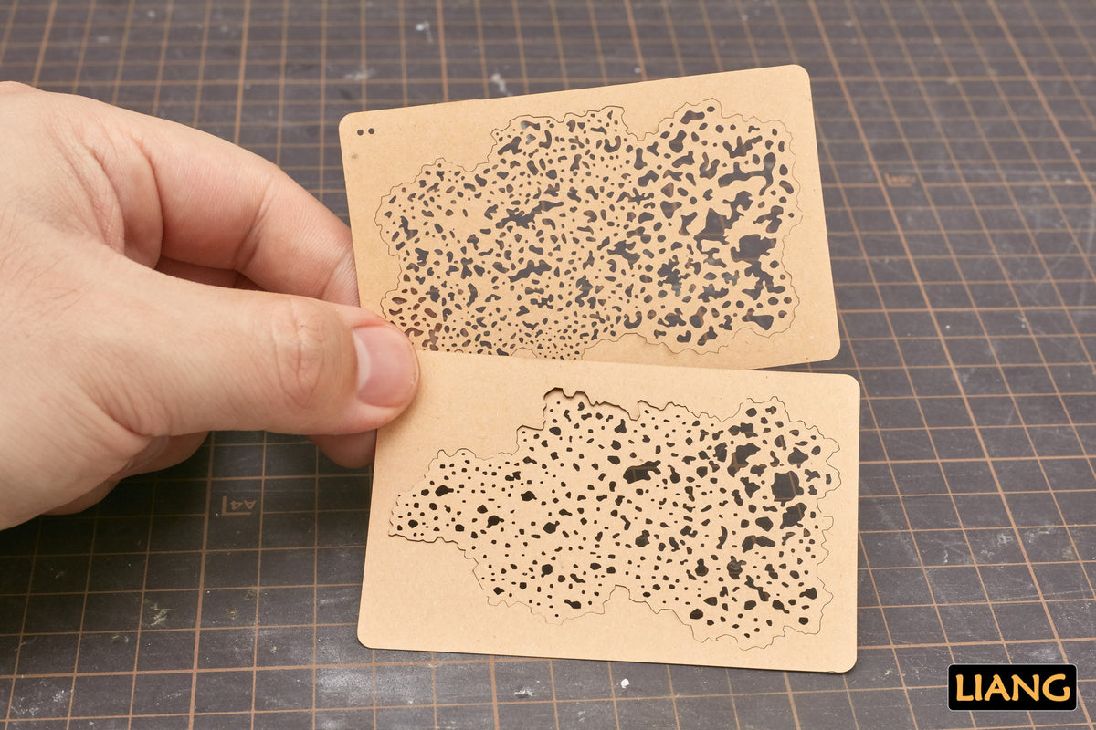 Liang Salt Weathering Airbrush Stencils Standard 0006 packaging and stencil pattern for scale models
