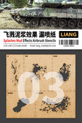 Liang Splashes Mud Effects Airbrush Stencils 0003 packaging and stencil set for scale models