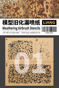 Liang Weathering Airbrush Stencils 0001 packaging and stencil set for scale models