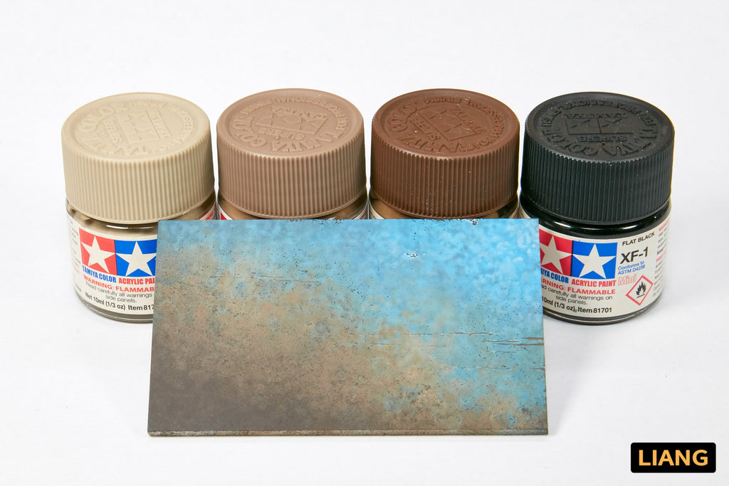 Liang Weathering Airbrush Stencils 0001 used with Tamiya acrylic paints for scale modeling