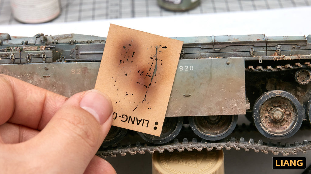 Liang Weathering Airbrush Stencils 0001 fine texture stencil applied to a scale model