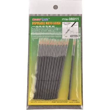 Master Tools 08011 disposable micro brush pack of 12 fine-tip applicator brushes for scale modeling glue and paint touch-ups