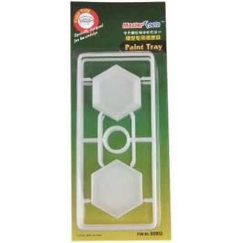 Master Tools 09913 Paint Tray package with two hexagonal paint trays on a runner for mixing model paint.