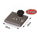 Master Tools 09933 small photo-etched parts bender with tightening knob, 59 x 59 mm base, shown with dimensions.