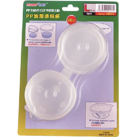 Master Tools 09991 PP paint cups with locking lids, large 56cc size, pack of 8, for mixing and storing model paint.