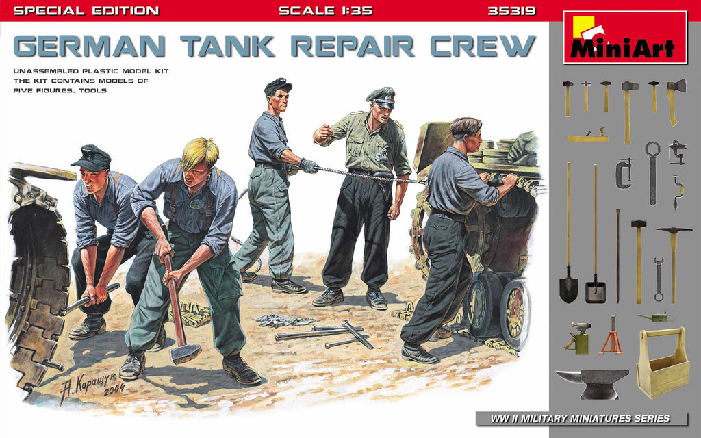 MiniArt 1:35 German Tank Repair Crew (5 Figures) Plastic Model Kit - Battle Born Hobby