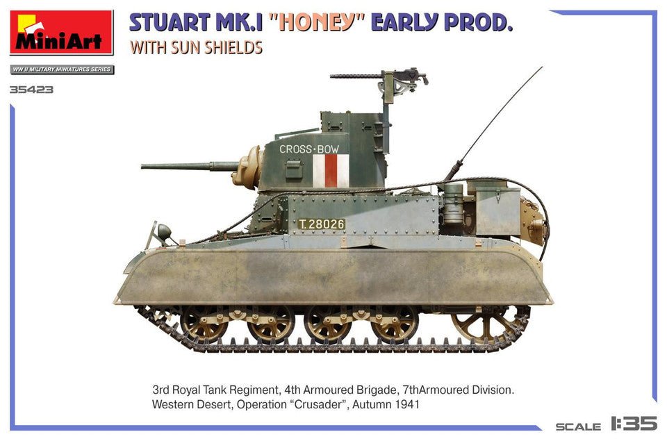 MiniArt 1:35 Stuart Mk.I Honey Early Production with Sun Shields Plastic Model Kit - Battle Born Hobby