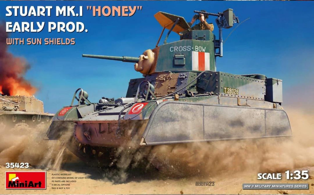 MiniArt 1:35 Stuart Mk.I Honey Early Production with Sun Shields Plastic Model Kit - Battle Born Hobby