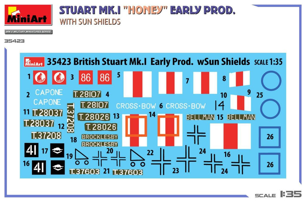 MiniArt 1:35 Stuart Mk.I Honey Early Production with Sun Shields Plastic Model Kit - Battle Born Hobby