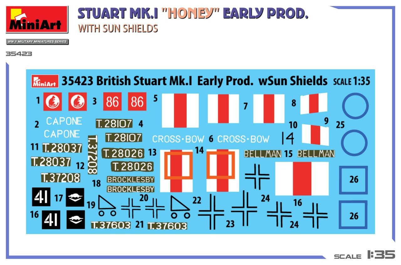 MiniArt 1:35 Stuart Mk.I Honey Early Production with Sun Shields Plastic Model Kit - Battle Born Hobby